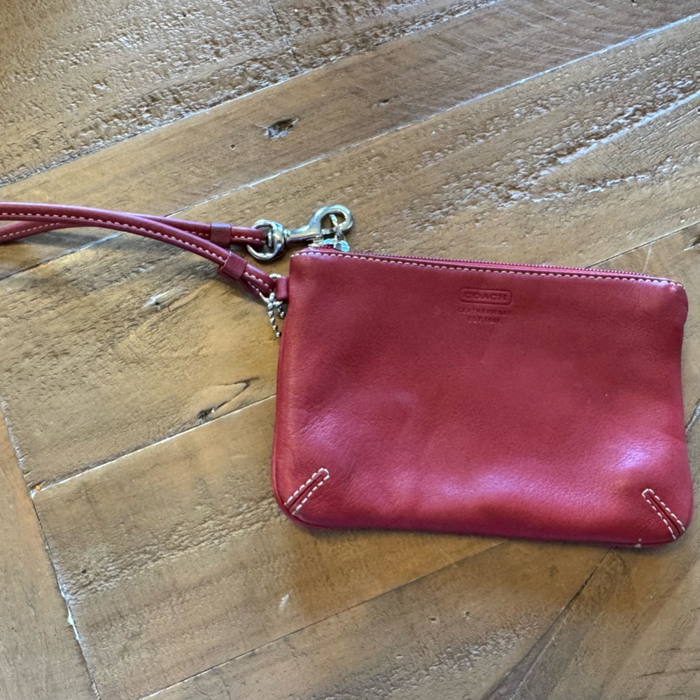 Coach Cherry Red Leather Wristlet